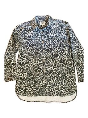 Robert Rodriguez Leopard Print Shacket Jacket Oversized Cotton Stretch Small